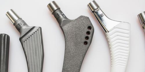 Medical prosthesis hip replacement with datamatrix and code laser marking