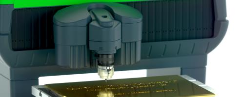 Gravotech IS400 engraving a plate