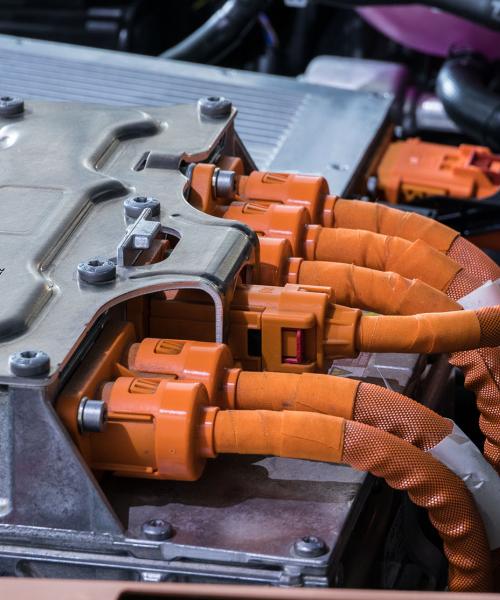 Electric engine marked with datamatrix and code