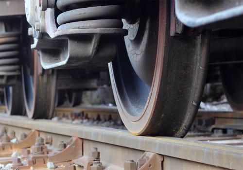Train wheel and bogie on railtrack